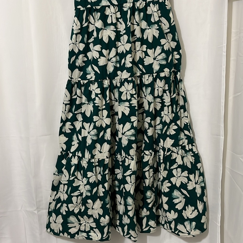 GAP 100% Cotton Green and White Floral Maxi Dress a176 - Picture 3 of 5